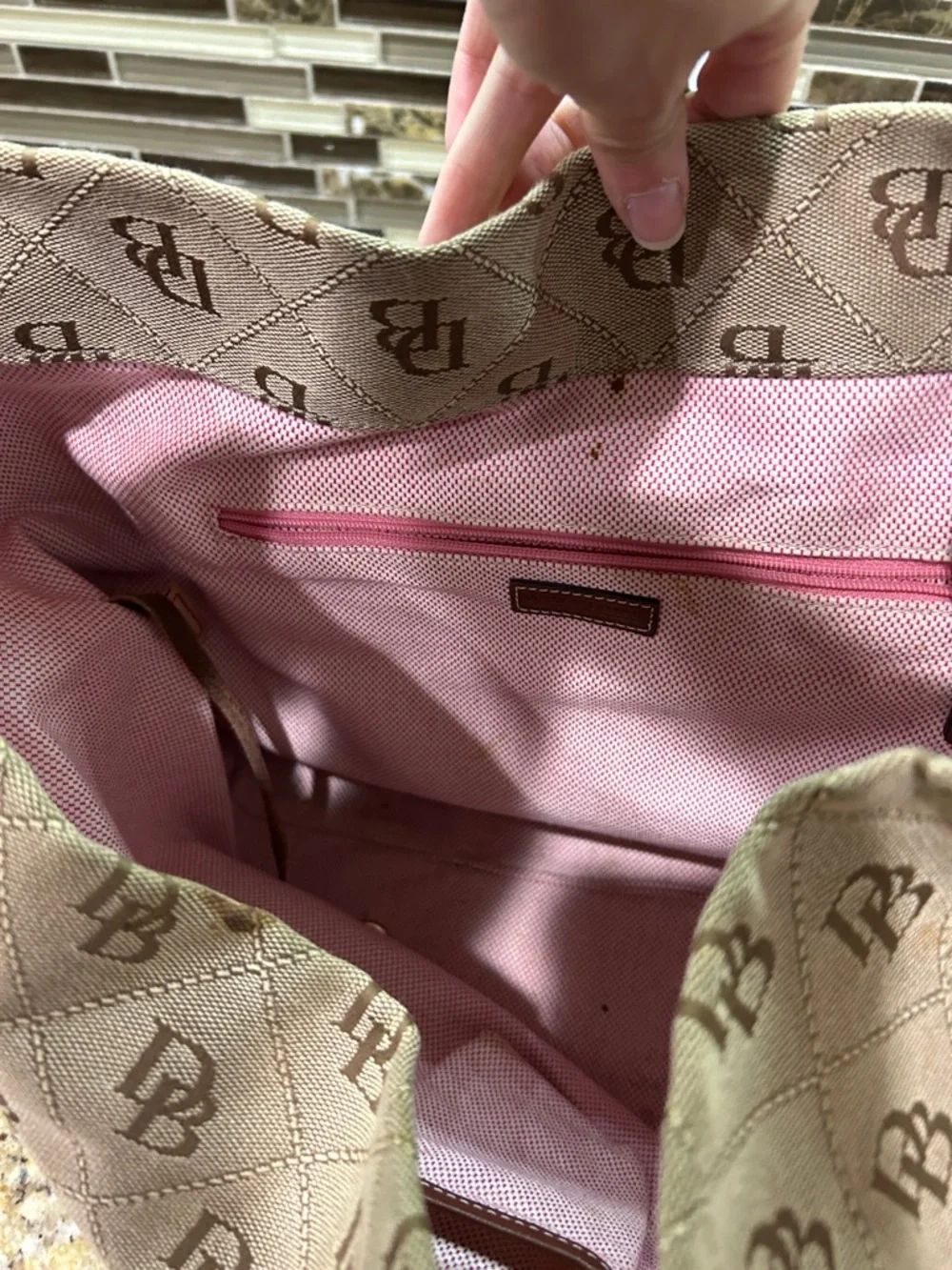Dooney and Bourke Brown Monogram Hobo Shoulder Bag -